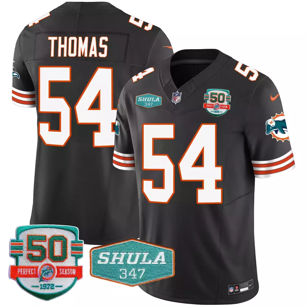 zach thomas black mens miami dolphins shula 347 patch vapor limited jersey v2 all stitched