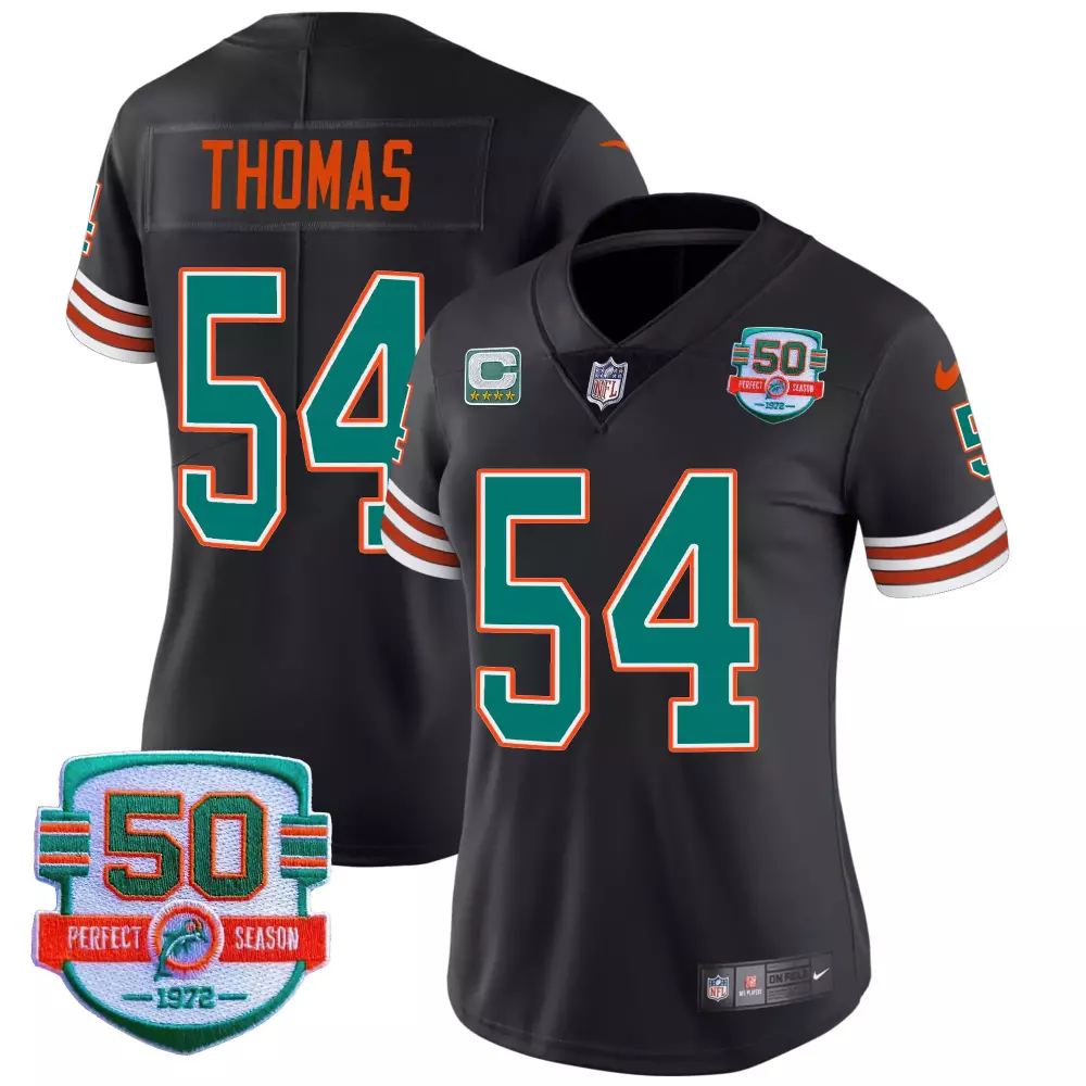 zach thomas black womens miami dolphins shula 347 patch vapor jersey all stitched