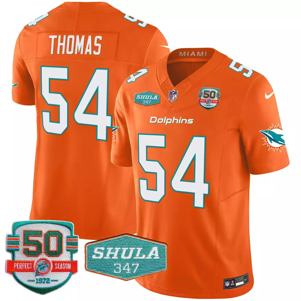 zach thomas orange mens miami dolphins shula 347 patch vapor jersey all stitched