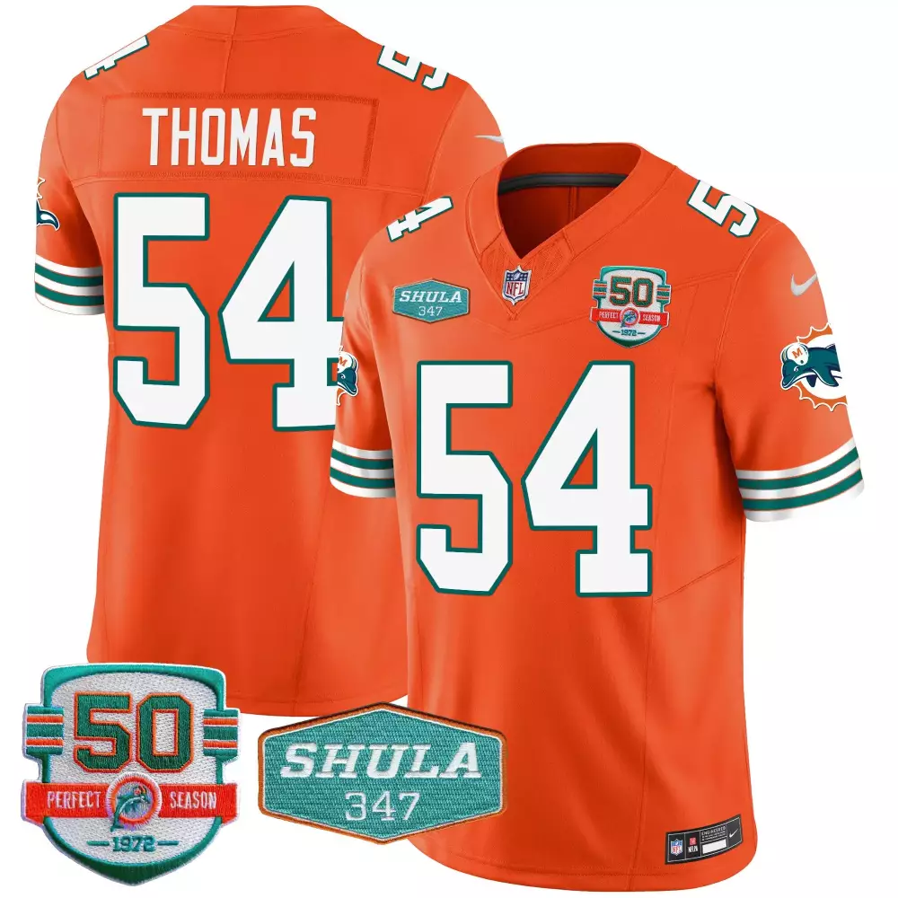 zach thomas orange mens miami dolphins shula 347 patch vapor jersey all stitched