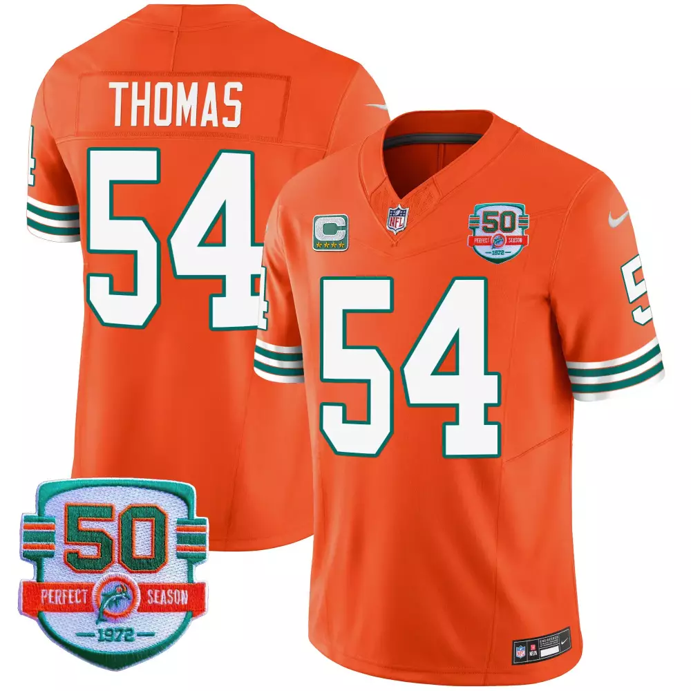 zach thomas orange mens miami dolphins shula 347 patch vapor jersey all stitched