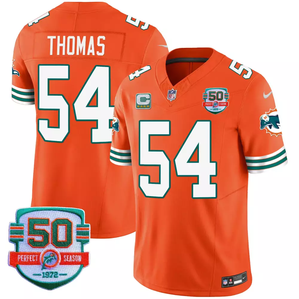 zach thomas orange mens miami dolphins shula 347 patch vapor jersey all stitched