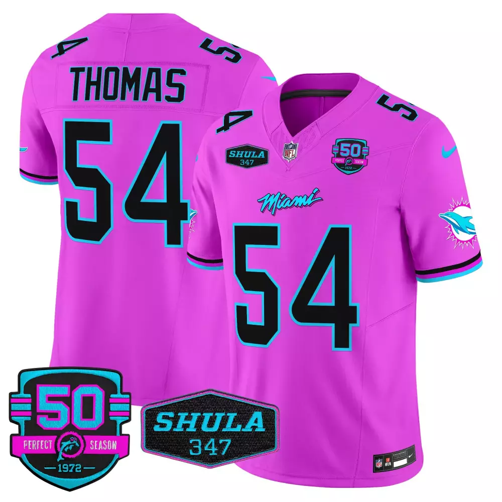 zach thomas pink mens miami dolphins miami vice vapor limited jersey v3 all stitched