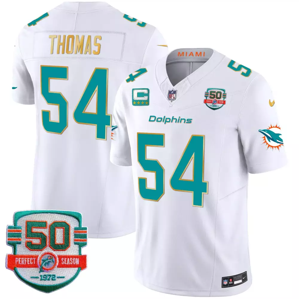 zach thomas white mens miami dolphins gold trim vapor limited jersey all stitched