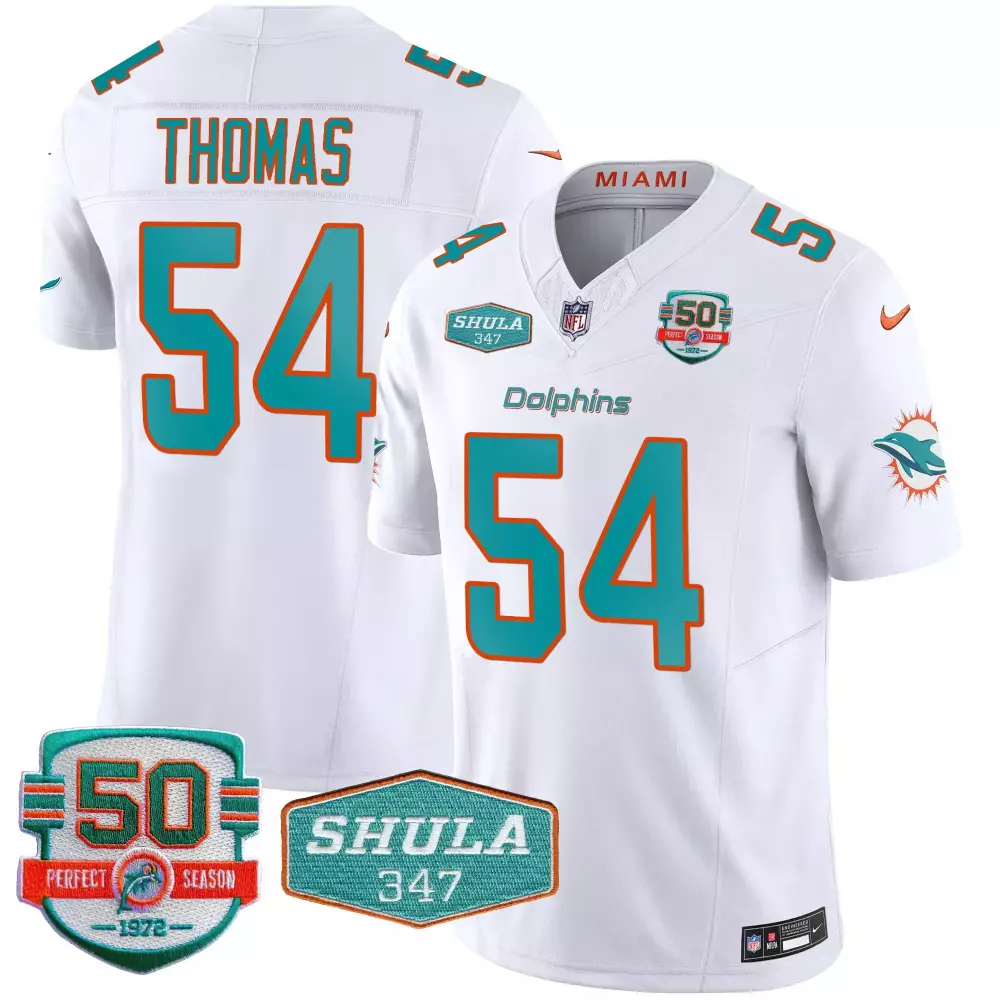 zach thomas white mens miami dolphins shula 347 patch vapor jersey all stitched
