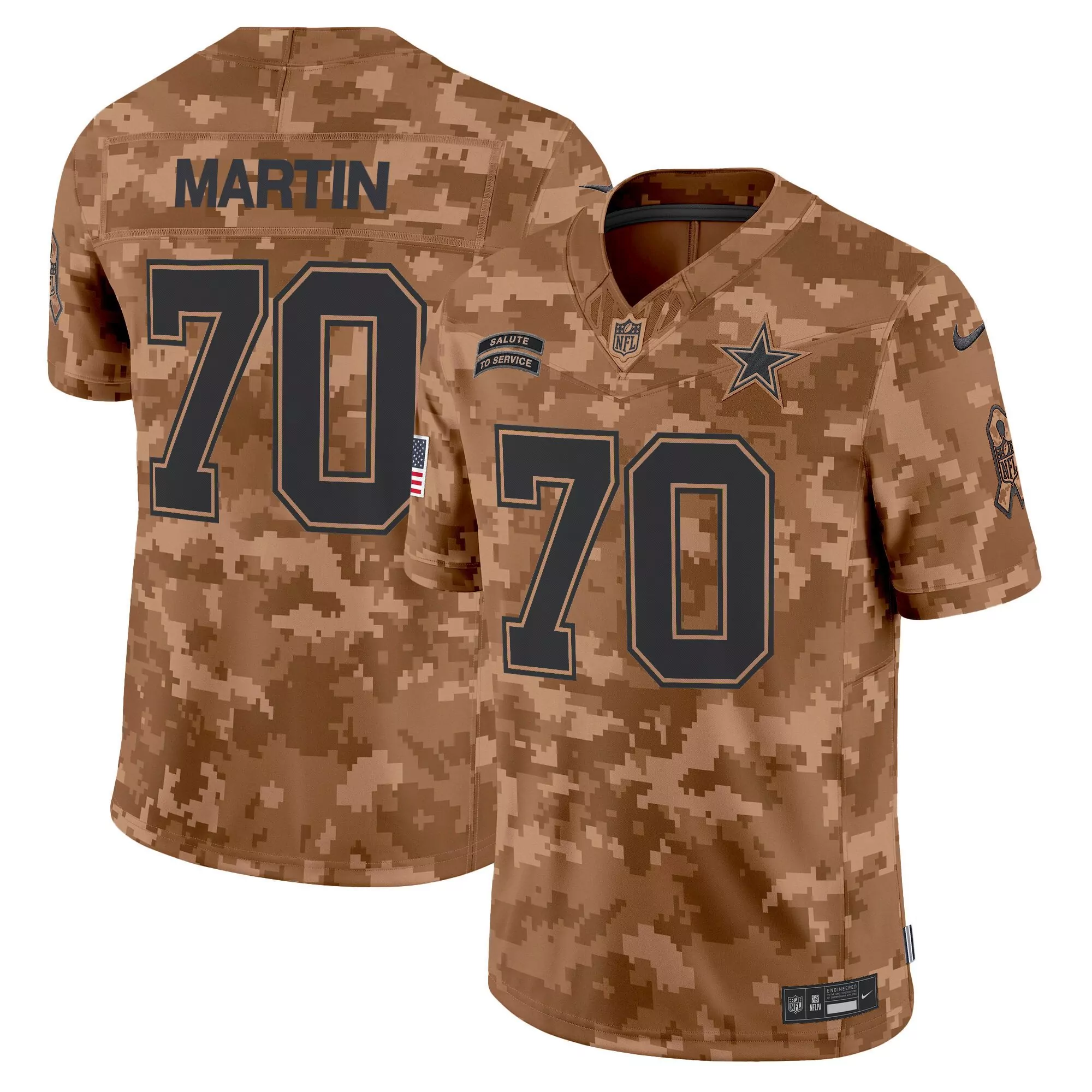 zack martin brown camo mens dallas cowboys 2024 salute to service vapor limited jersey all stitched