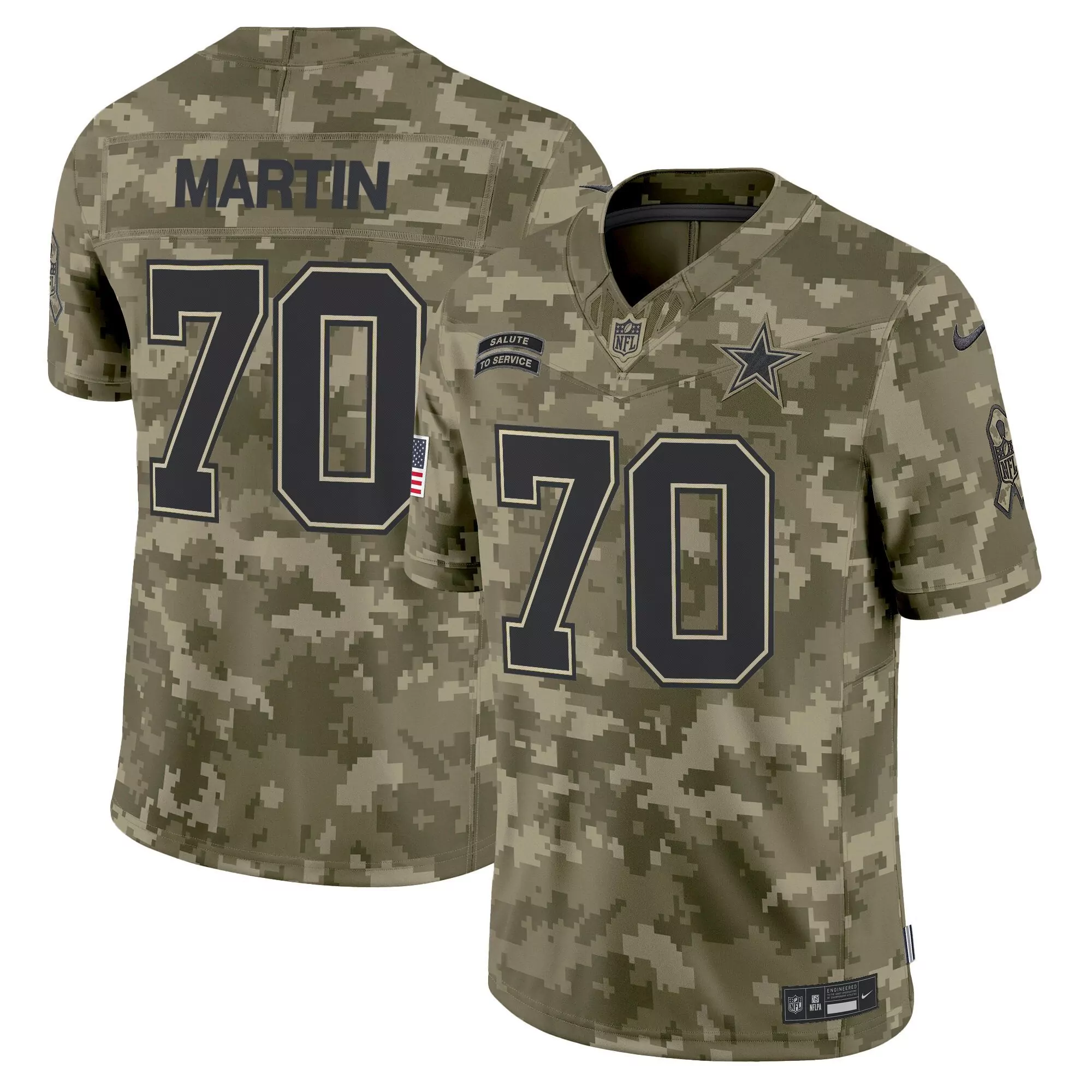 zack martin brown camo mens dallas cowboys 2024 salute to service vapor limited jersey all stitched