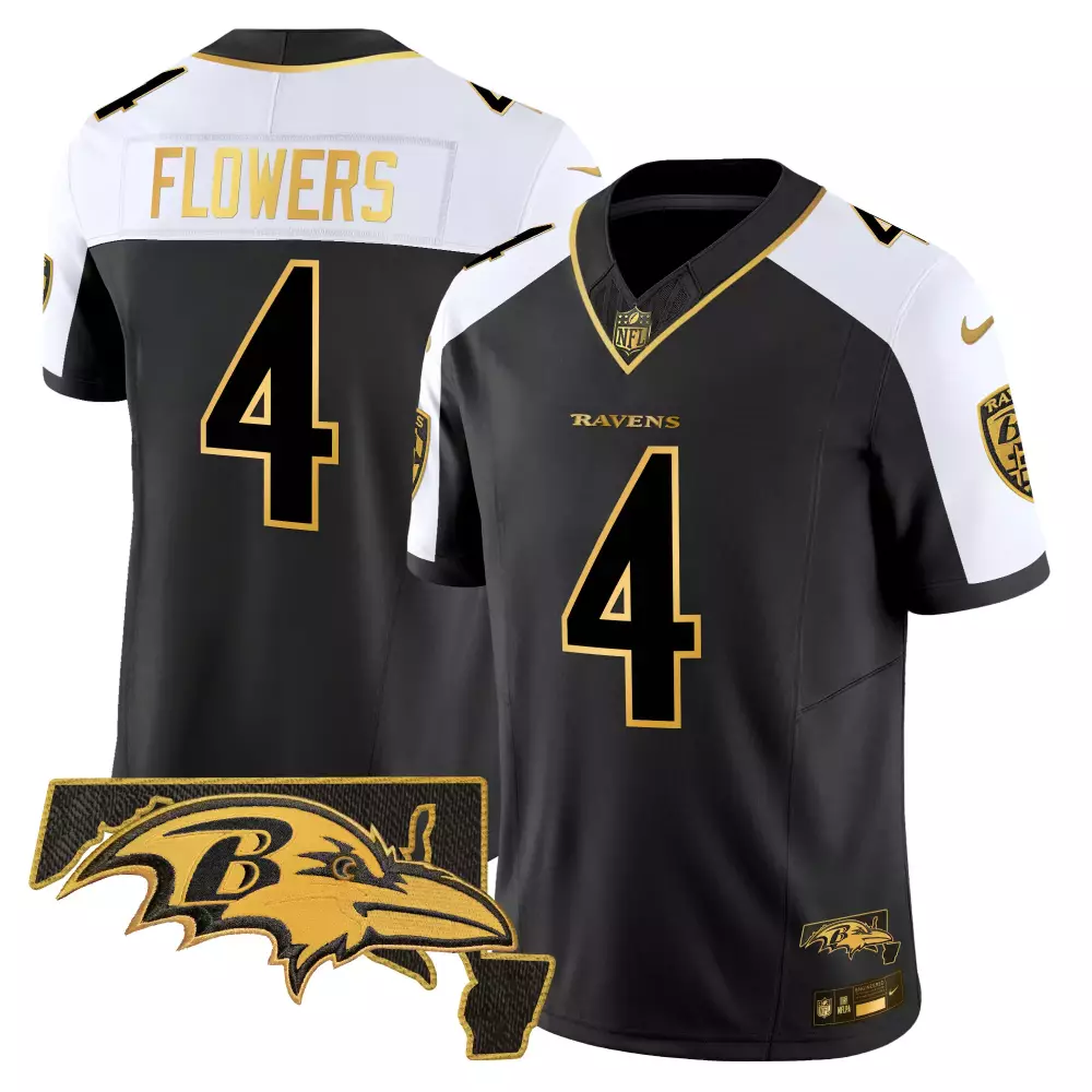 zay flowers alternate mens baltimore ravens 2024 gold vapor limited jersey all stitched