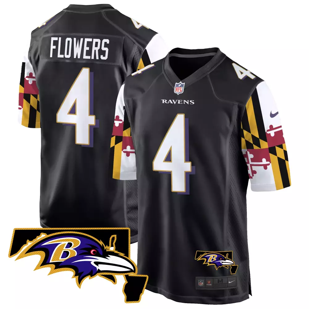zay flowers black mens baltimore ravens maryland flag game jersey all stitched