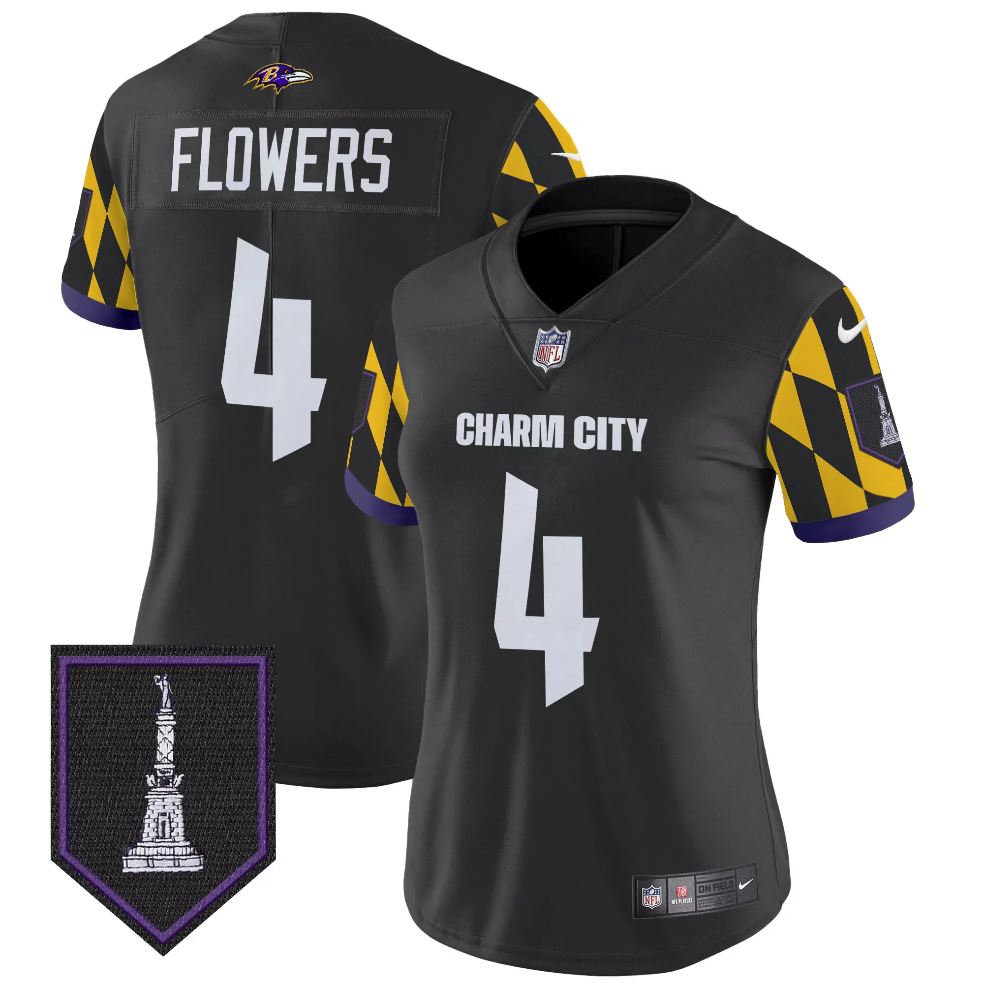 zay flowers black womens baltimore ravens city edition patch vapor limited jersey all stitched