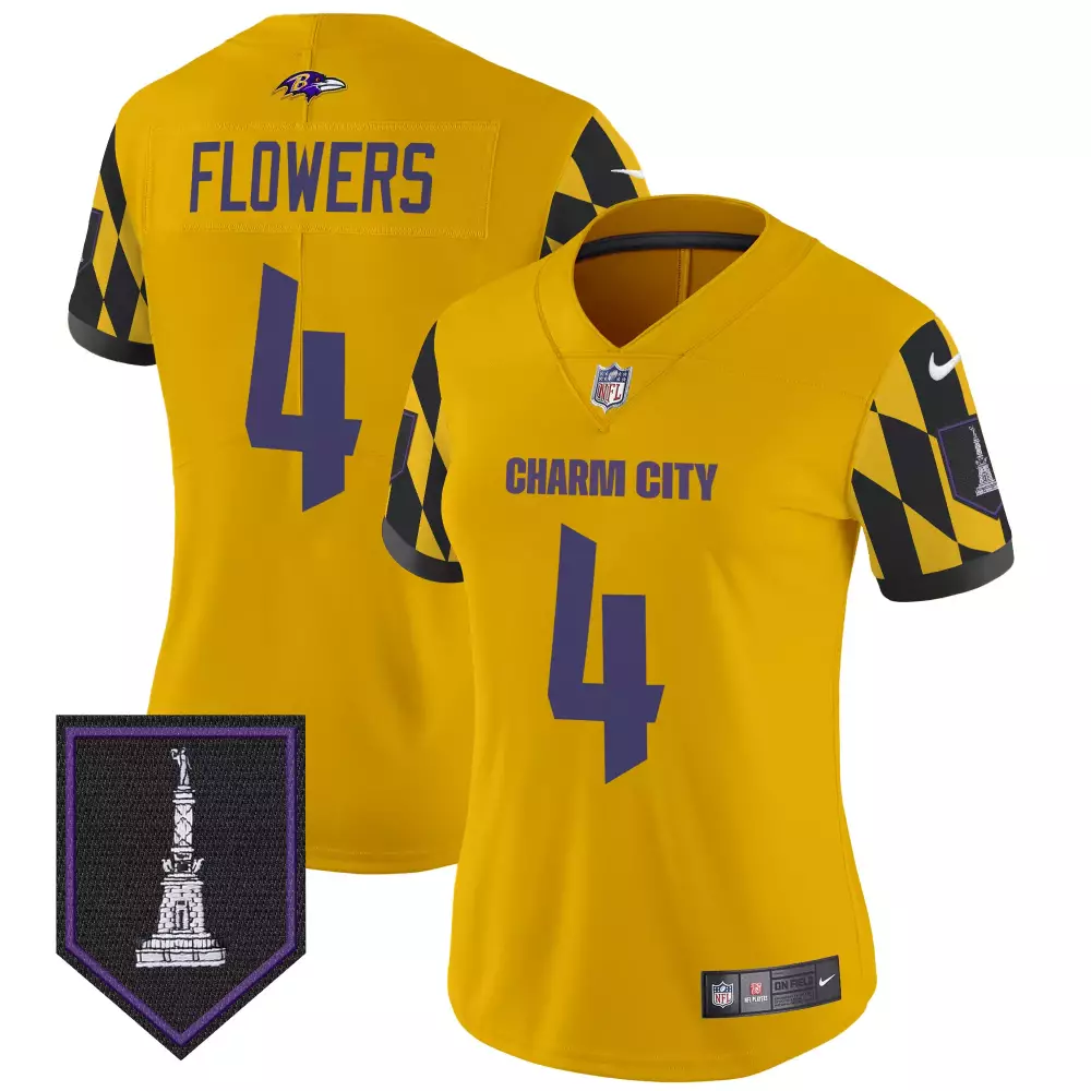 zay flowers gold mens baltimore ravens maryland flag back to back afc north champions patch vapor limited jersey all sti