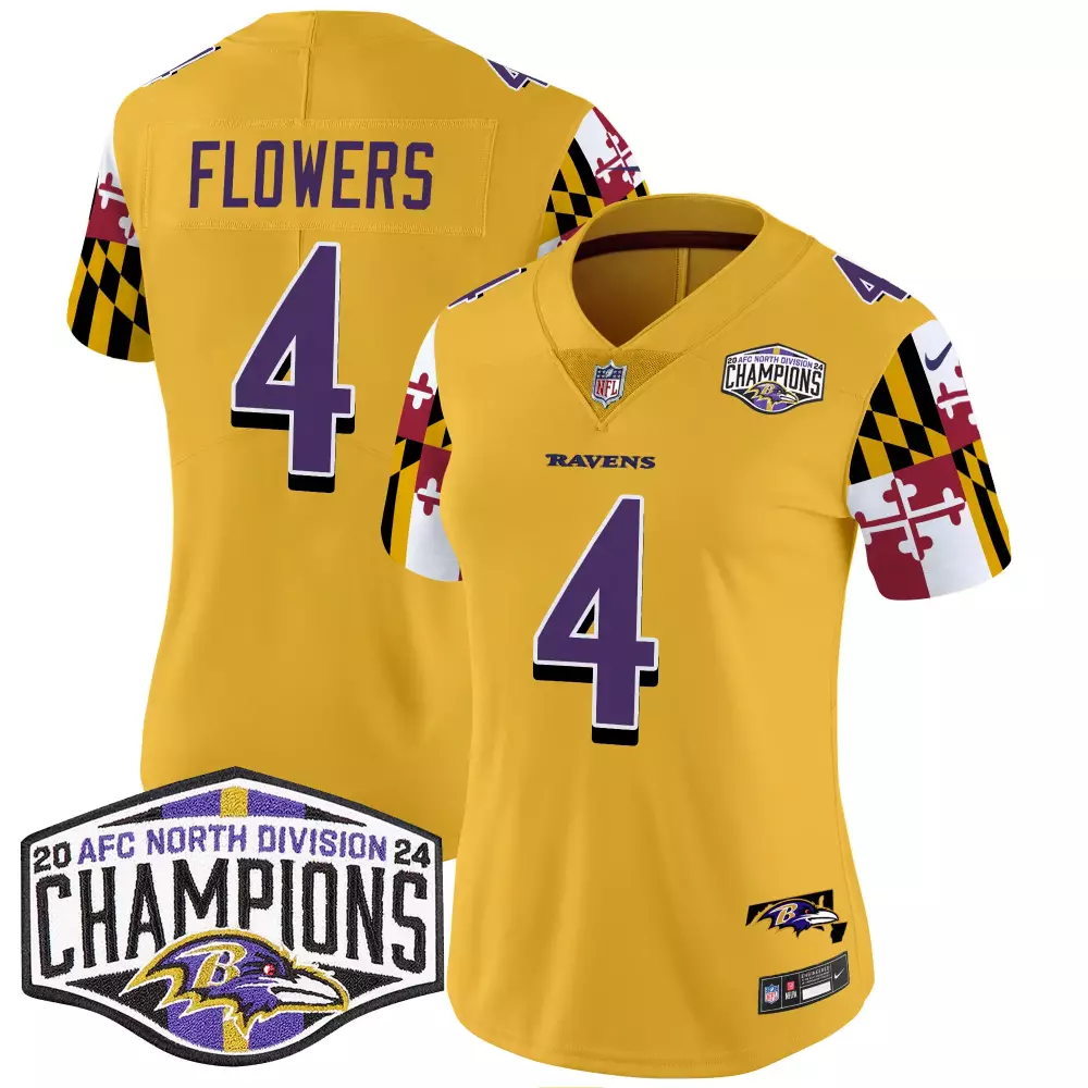 zay flowers gold mens baltimore ravens maryland flag back to back afc north champions patch vapor limited jersey all sti