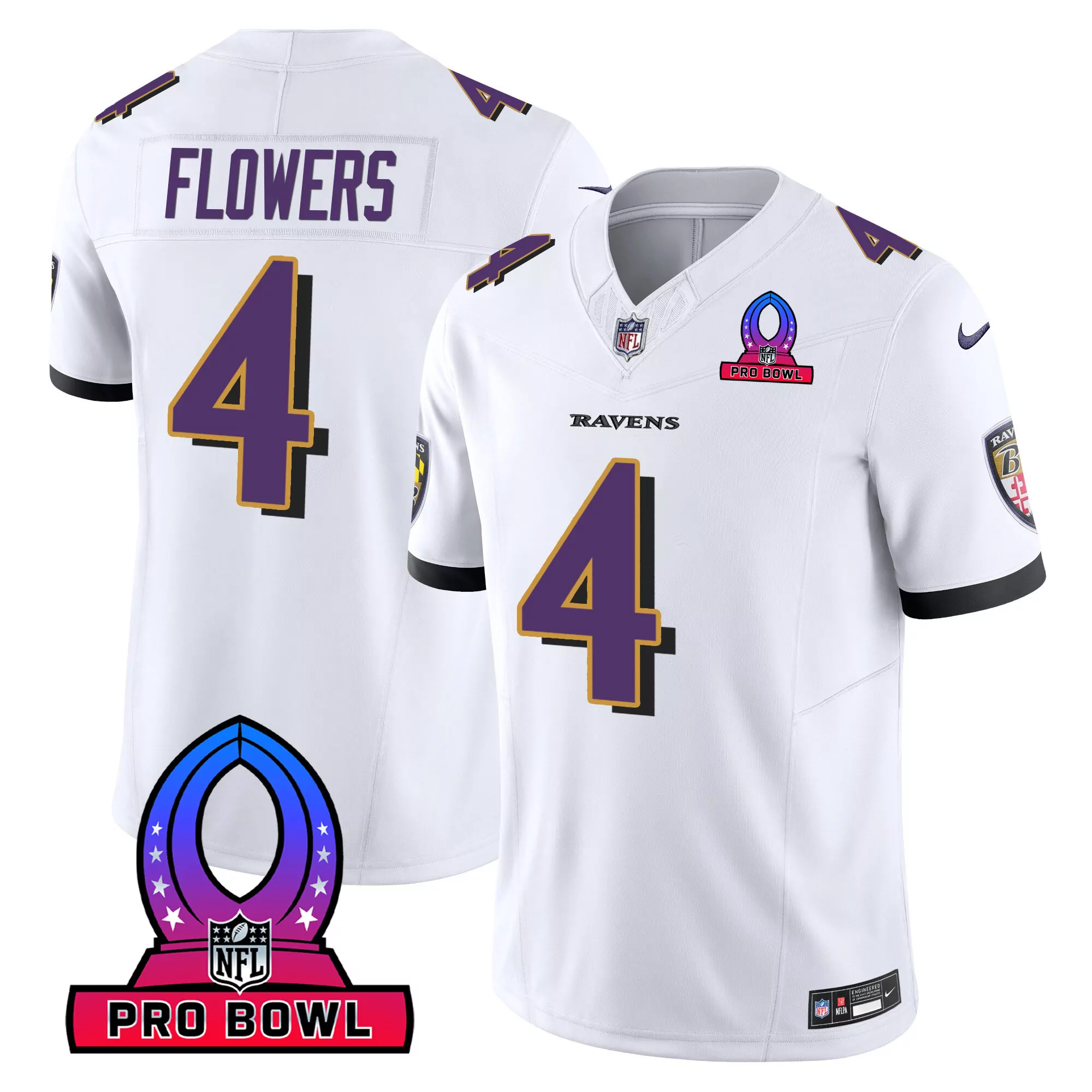 zay flowers white mens baltimore ravens 2023 afc north champions patch vapor limited jersey all stitched