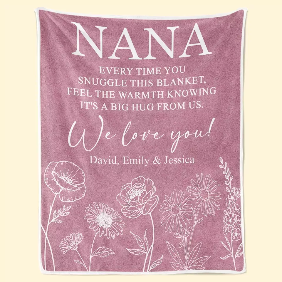 a big hug from me family personalized custom blanket mother s day blanket 1