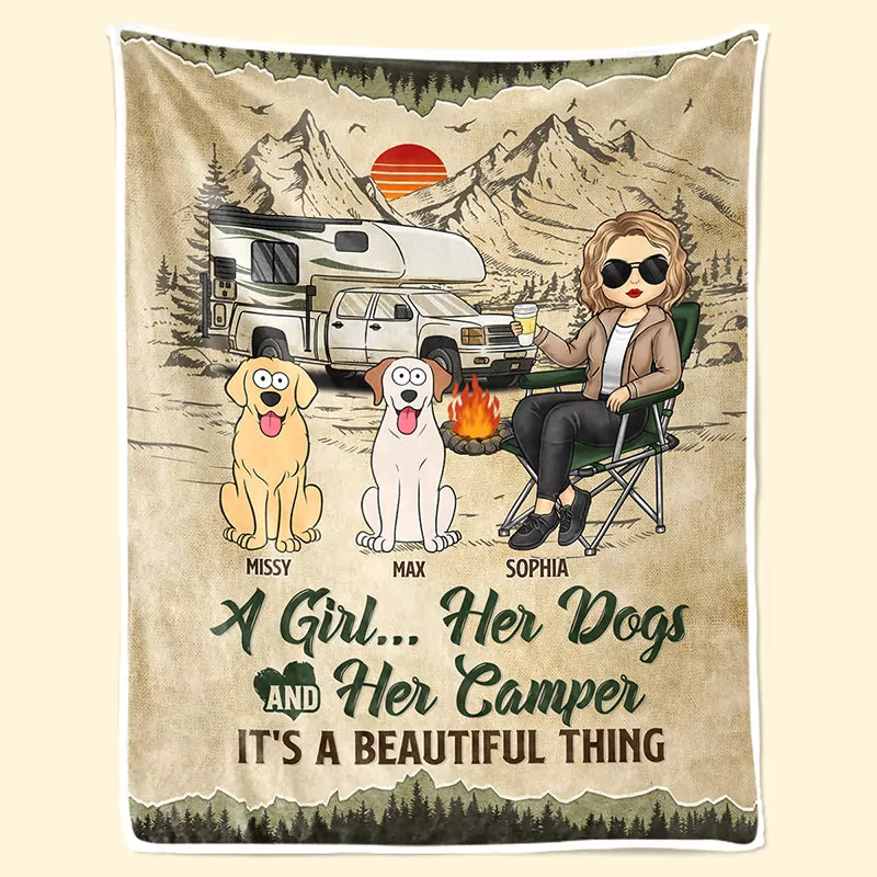 campfire coffee blanket camping personalized custom blanket gift blanket 1
