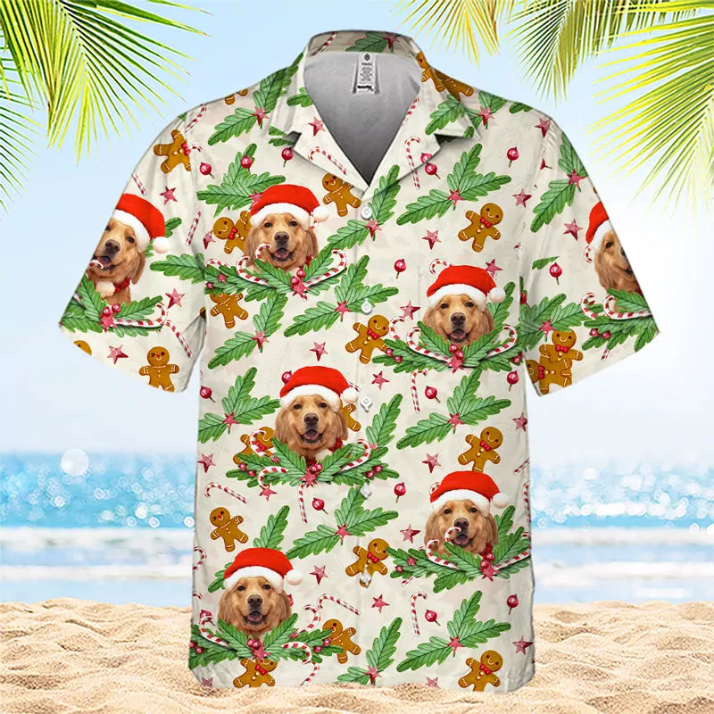 candy cane gingerbread pattern dog cat personalized custom unise hawaiian