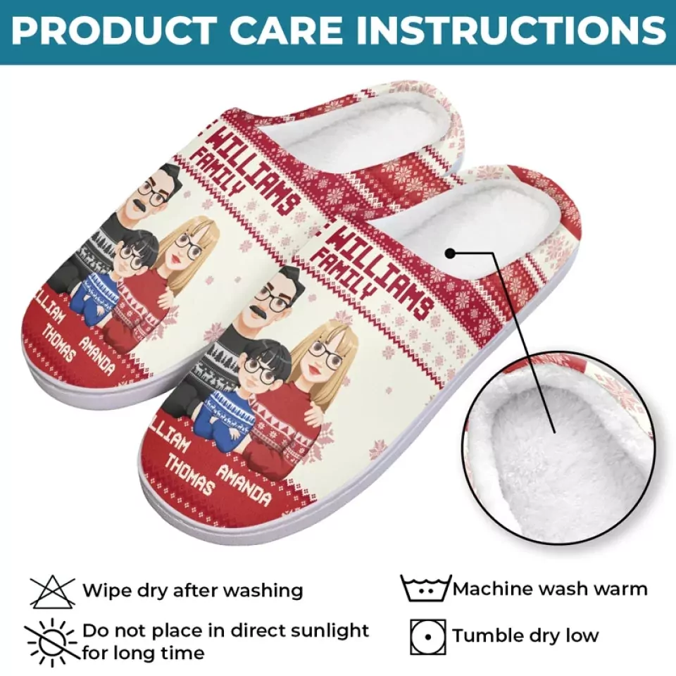christmas is a time for comfort joy and family bonding family pers slippers 2