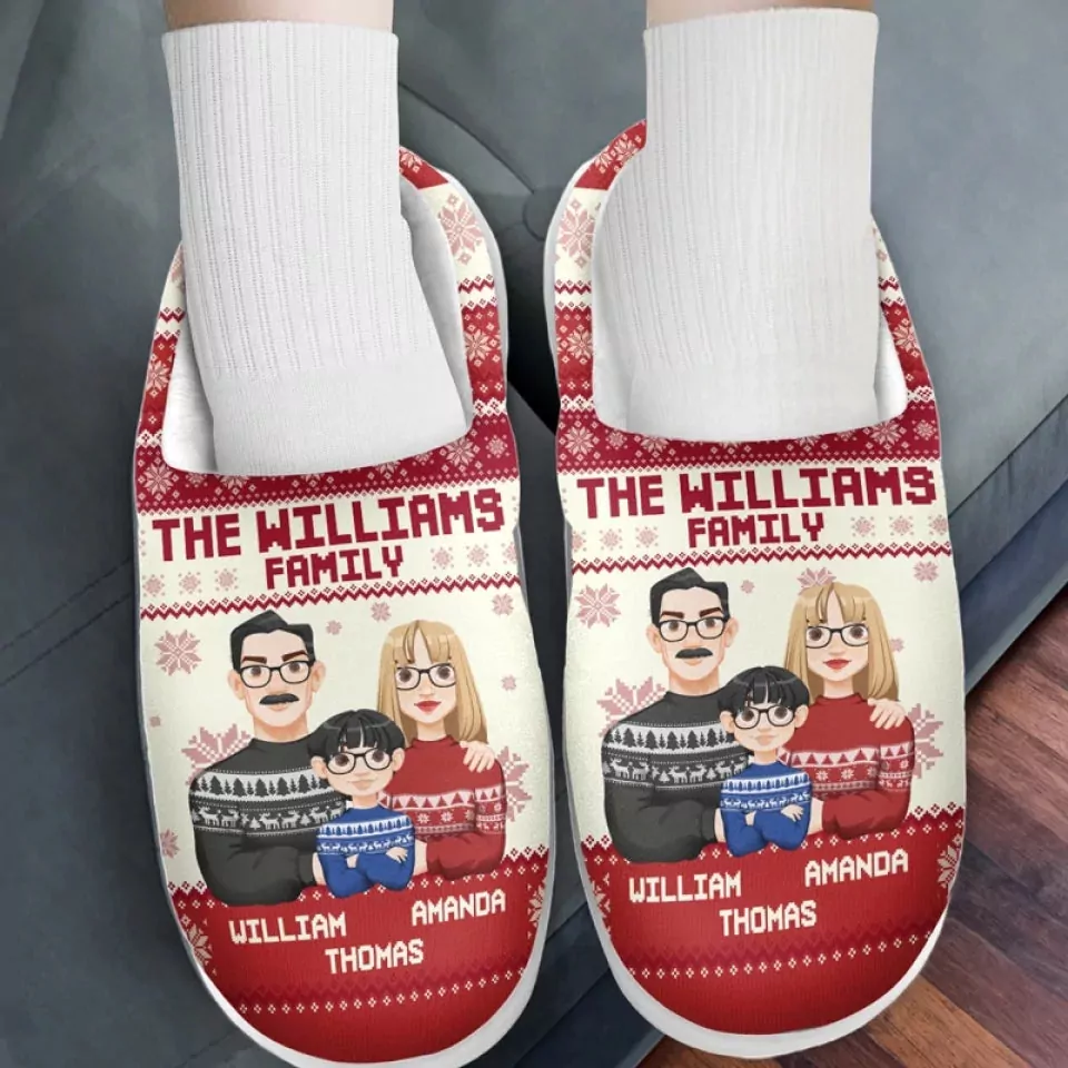 christmas is a time for comfort joy and family bonding family pers slippers 2