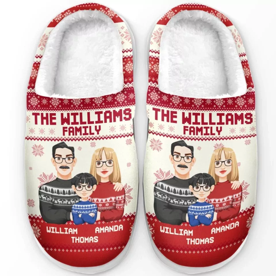 christmas is a time for comfort joy and family bonding family pers slippers 2