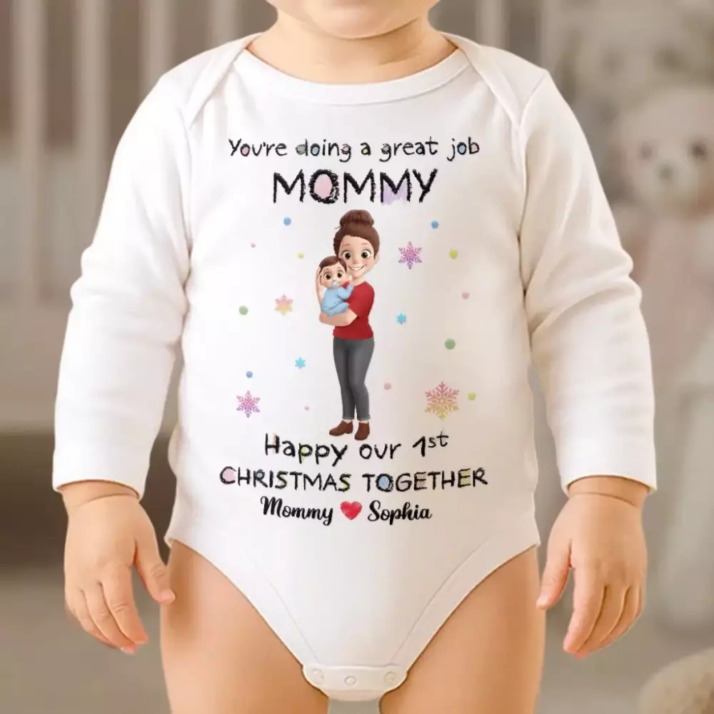 custom first christmas long sleeve baby onesie personalized christma onesie