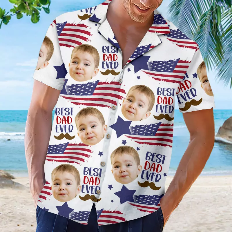 custom photo best dad ever family personalized custom unisex patriot hawaiian