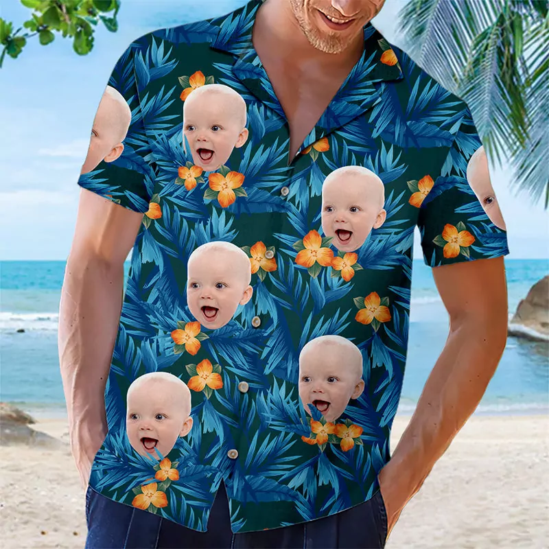 custom photo colorful tropical flowers and leaves pattern family per hawaiian