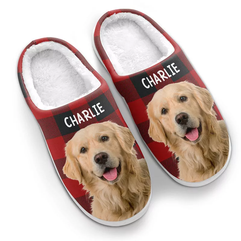 custom photo fluffy slippers personalized birthday gifts for dog cat slippers 2