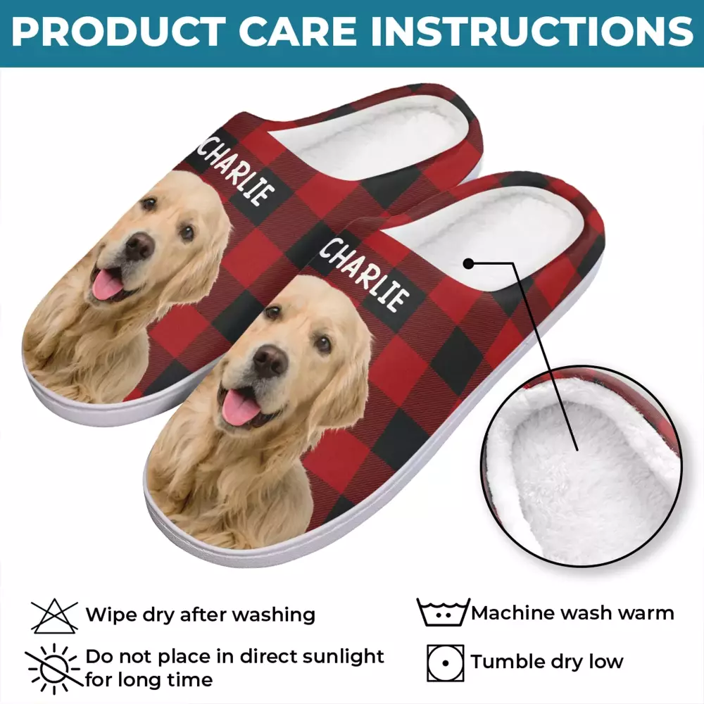 custom photo fluffy slippers personalized birthday gifts for dog cat slippers 2