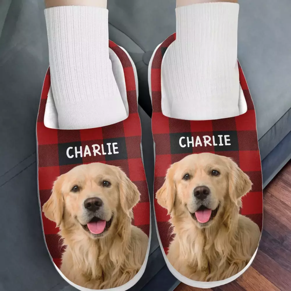 custom photo fluffy slippers personalized birthday gifts for dog cat slippers 2