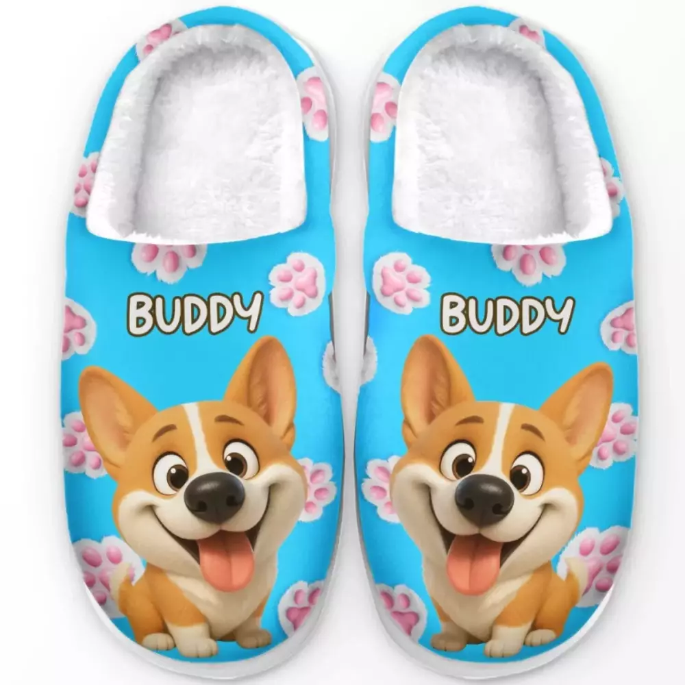 custom photo fluffy slippers personalized birthday gifts for dog cat slippers 2