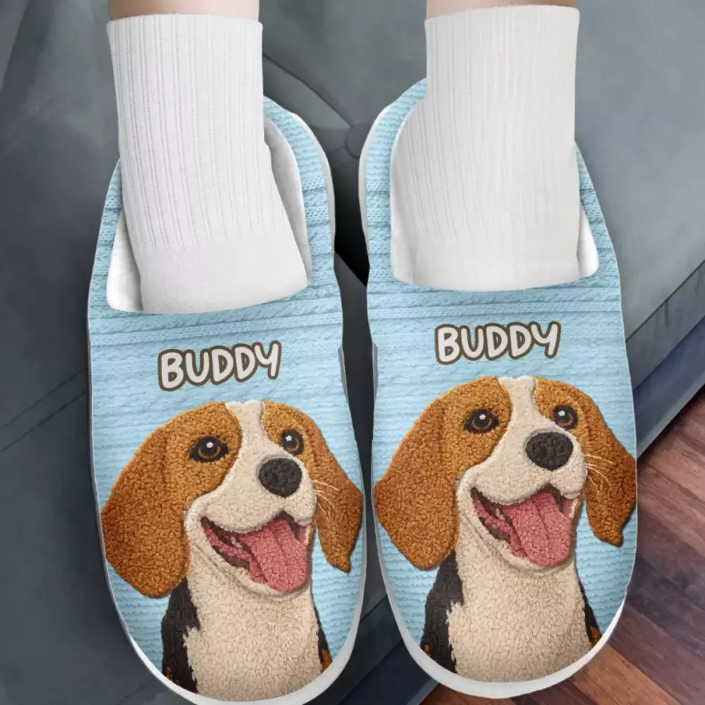 custom photo fluffy slippers personalized birthday gifts for dog cat slippers 7