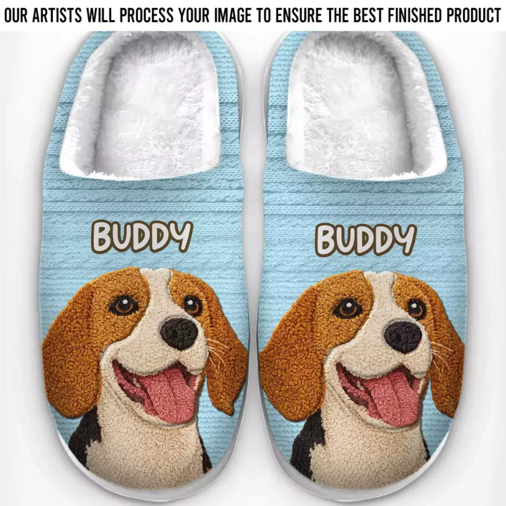 custom photo fluffy slippers personalized birthday gifts for dog cat slippers 7