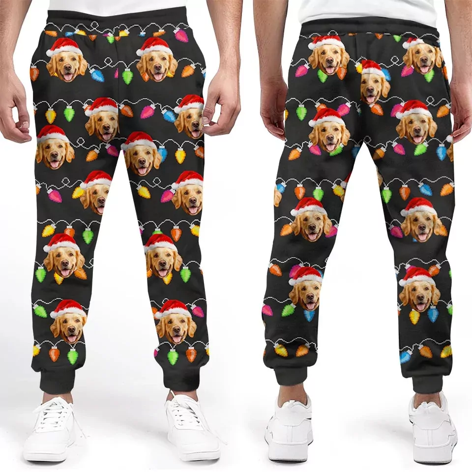 custom photo furry kisses and christmas wishes dog cat personalize leggings 1