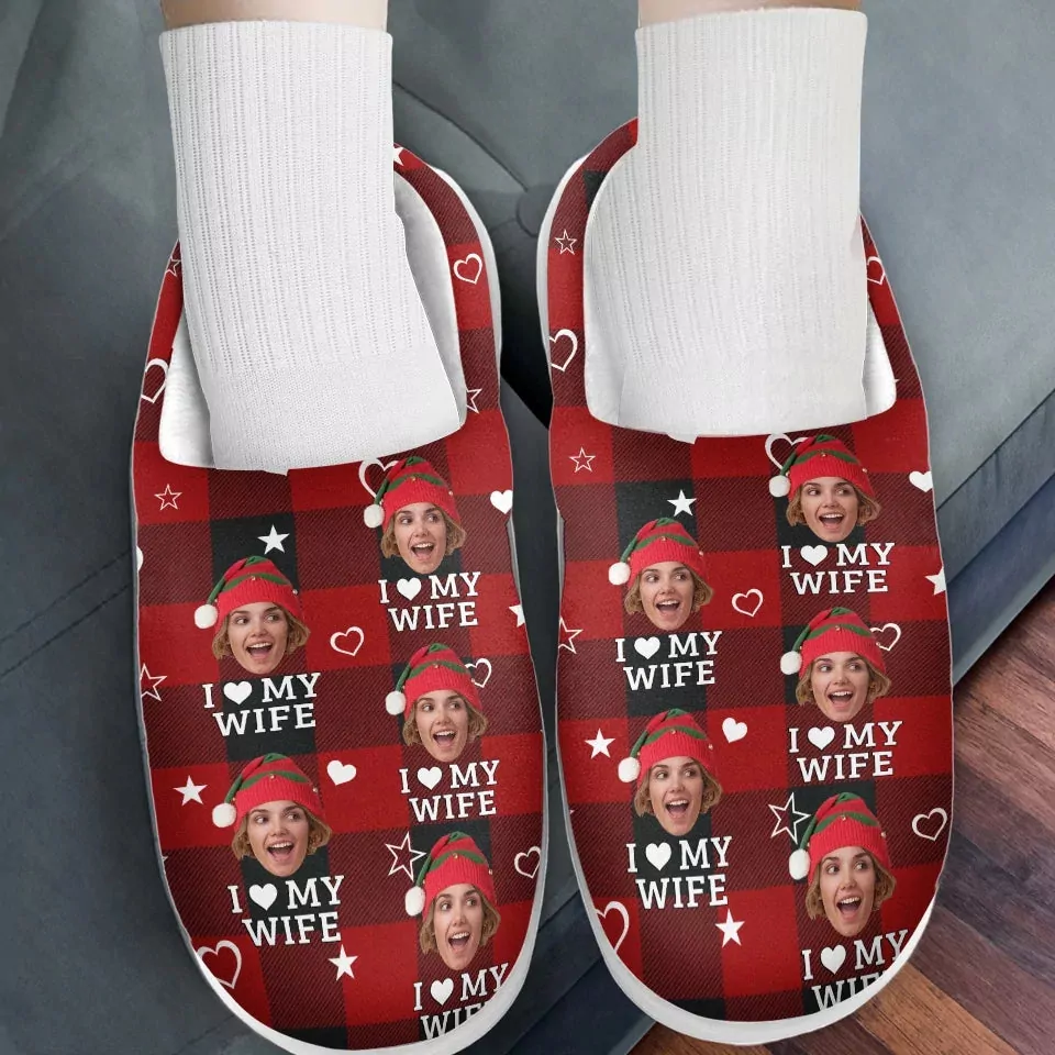 custom photo i love you couple personalized custom fluffy slippers slippers 3