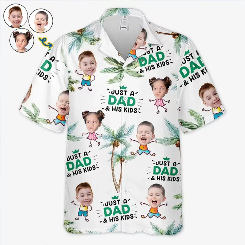 custom photo just a dad and his kids family personalized custom unis hawaiian