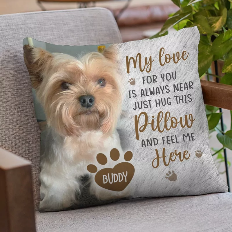 custom photo just hug this pillow and feel me here memorial personal pillow 2