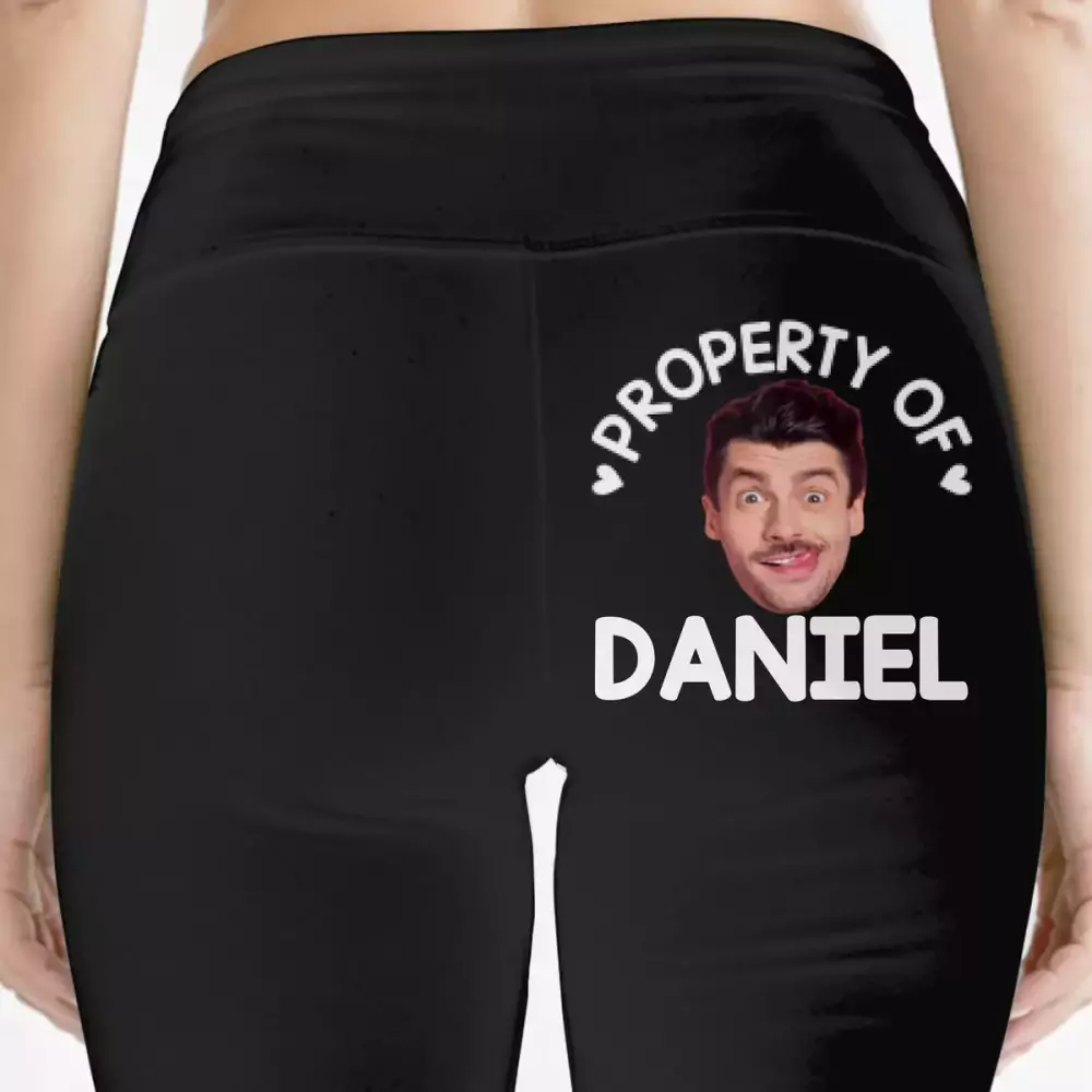 custom photo property of me handle like a queen personalized custom leggings
