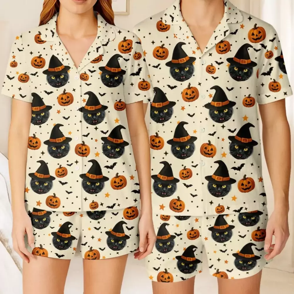 custom photo short pajama set personalized halloween birthday gifts pajamas 2