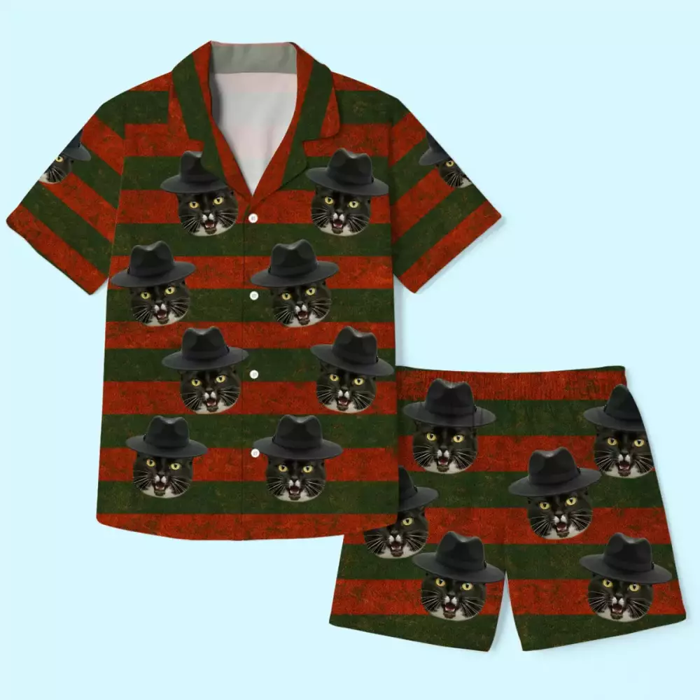 custom photo short pajama set personalized halloween birthday gifts pajamas 2