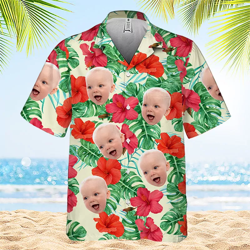 custom photo tropical summer vibe family personalized custom unisex hawaiian