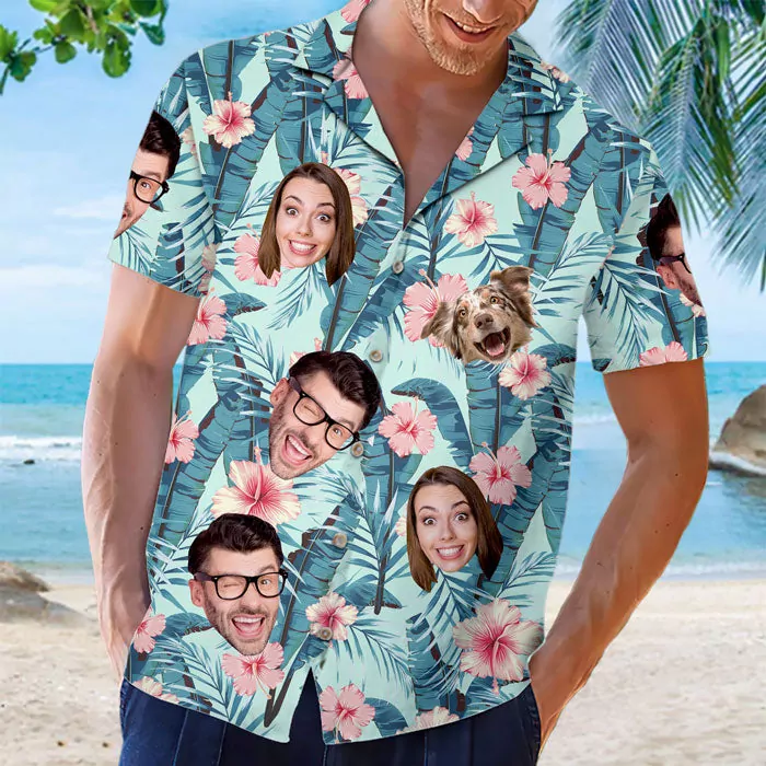 custom photo unisex tropical hawaiian aloha shirt personalized summe hawaiian 1