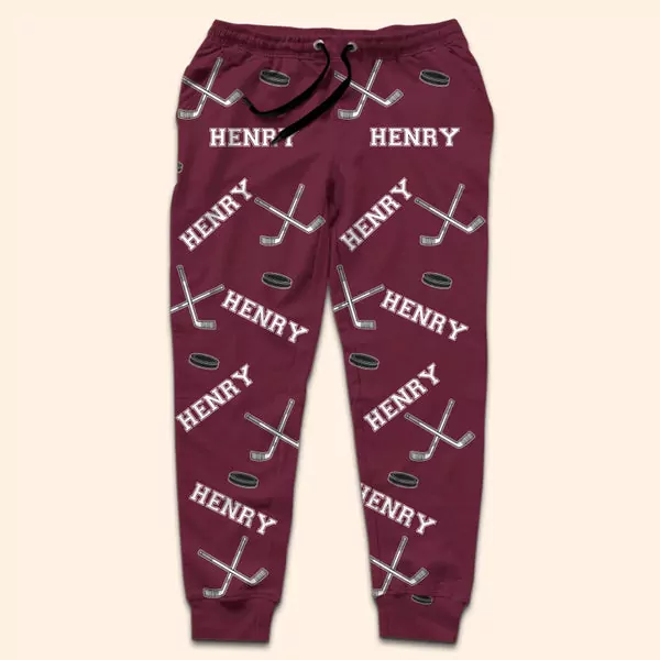 custom unisex sweatpants personalized christmas birthday hockey gift sweatpants 1