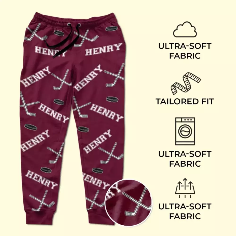 custom unisex sweatpants personalized christmas birthday hockey gift sweatpants 1