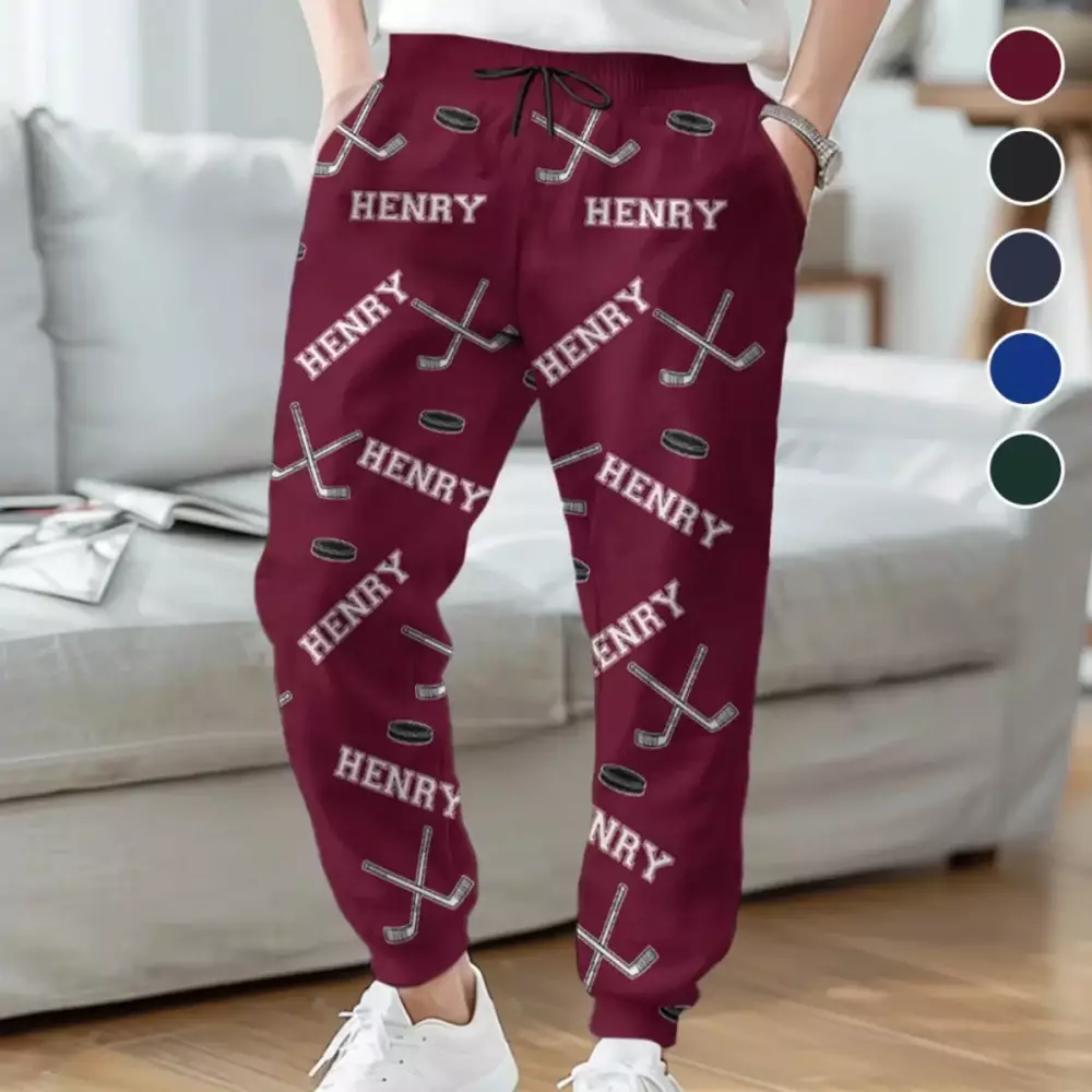 custom unisex sweatpants personalized christmas birthday hockey gift sweatpants 1