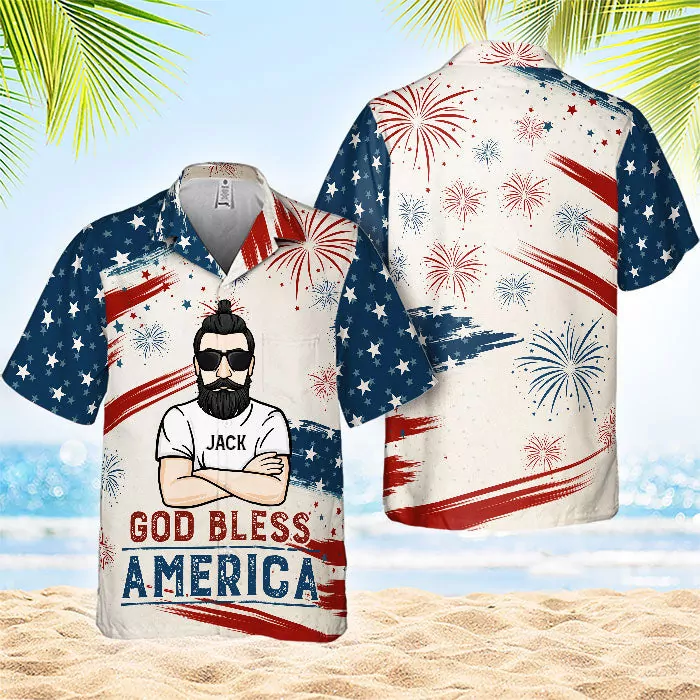 god bless america personalized hawaiian shirt gift for dad grandp hawaiian