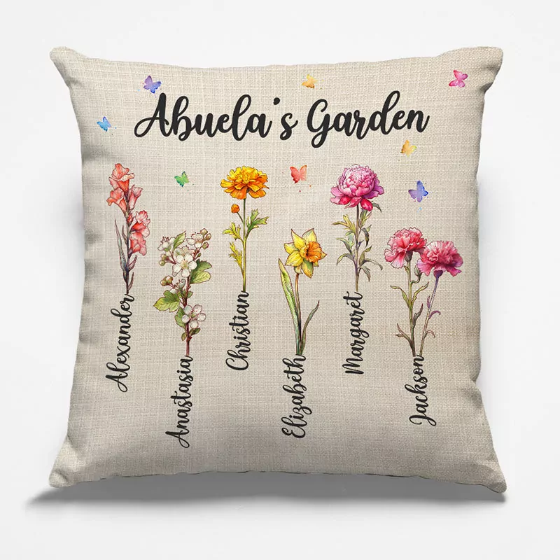 grandma s garden family personalized custom pillow gift for grandm pillow