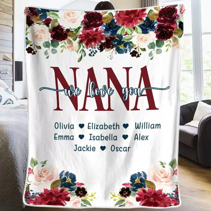 grandma we love you personalized custom blanket gift for grandma blanket 2