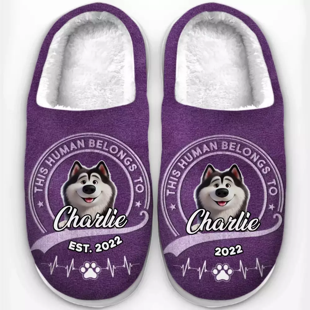 happiness is a wagging tail dog personalized custom fluffy slippers slippers 2
