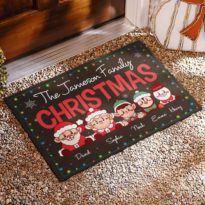 happy christmas with our family personalized decorative mat rug