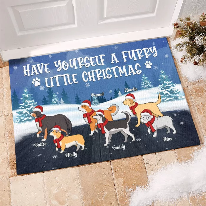 have yourself a furry little christmas dog personalized custom decor rug 2